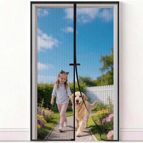 Moustiquaire Porte Fenetre 100x170, Rideau Moustiquaire Magnétique Noir, Sans Perçage, Fermeture Automatique, Convient à Toutes les Tailles de Portes de Balcon, de Terrasse et de Cuisine (1/5)