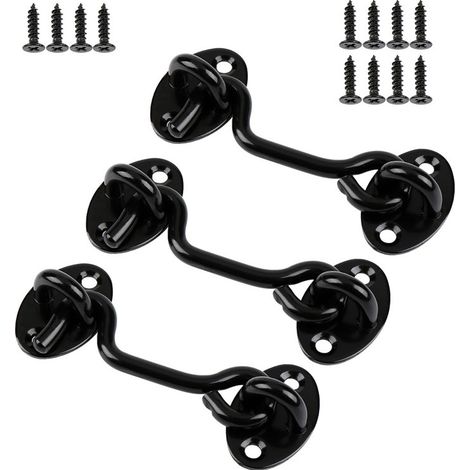 3 PCS Stainless Steel Door Hanger Verrouillage de porte avec 12 vis pour porte , salle de bain, fenêtre, porte coulissante, noir (1/4)