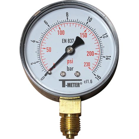 Manomètre ABS à cadran sec RADIAL Mâle 1/4" (8/13)- Ø63 - 0 à 16 bar - Sferaco (1/3)