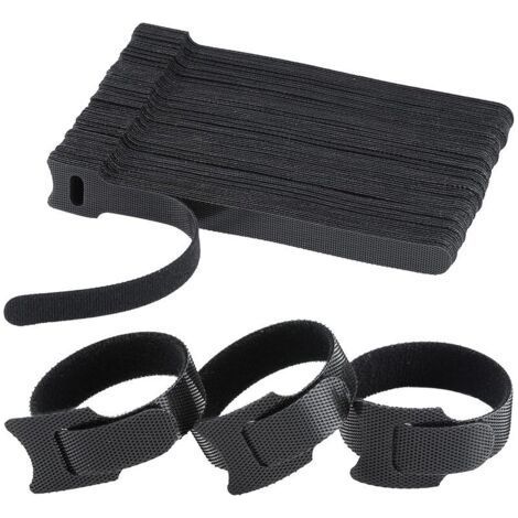 Pack of 120 Reusable Nylon Cable Ties, [150MM x 12MM] Adjustable Cable Ties with Hook and Loop, Cable Management for Office, Home, Garden and More - Black (1/5)