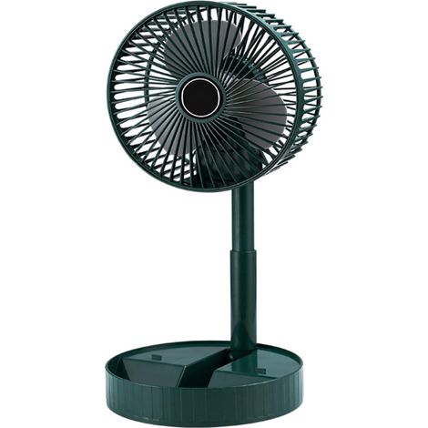 Ventilador telescópico plegable, inalámbrico y portátil con batería recargable USB de 2000 mAh integrada, altura ajustable y 3 velocidades. Un mini ventilador de ventilación ajustable para uso en inte