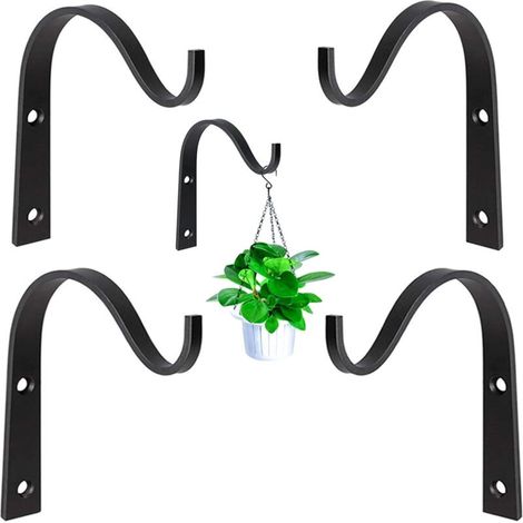 4Pcs Hanging Basket Bracket Wrought Iron Wall Hooks Hanging Basket Hooks Plant Hanger for Planter Lantern Basket