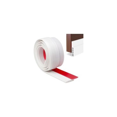 1M Porte Bas Joint Strip - Autocollant sous Porte Coupe-Bise, Bande d'Etanchéité en Silicone Souple Adhésif Imperméable à l'eau Isolement Anti-Bruit, Anti-Bug (Blanc)
