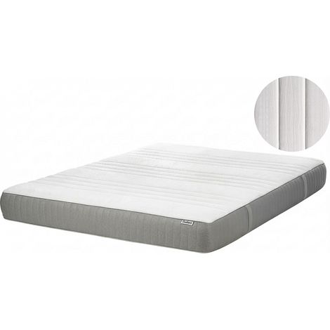 Colchón de espuma viscoelástica duro con funda extraíble de poliéster blanco y gris 160 x 200 cm Fancy (1/5)