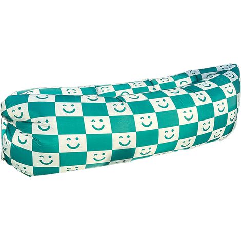 Fauteuil gonflable portable et pliable en fibre de polyester, confortable et résistant, idéal pour la randonnée, les pique-niques et les festivals de musique. Motif smiley pointu, 170 x 80 cm / 66,9 x (1/5)