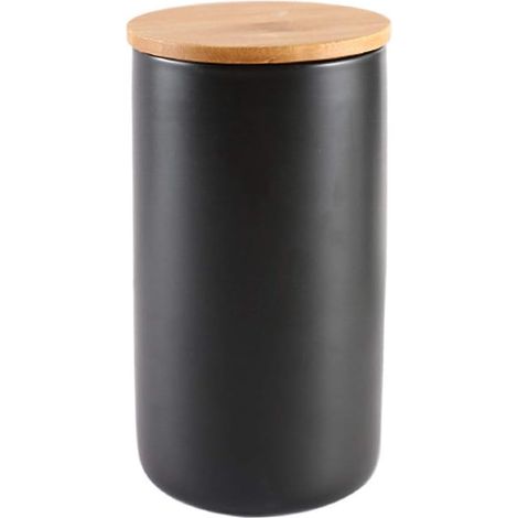 Pot à hermetique en céramique 1000ml/34oz avec couvercle en bambou, boîte de rangement étanche pour thé, sucre, café, épices et assaisonnements, récipient de cuisine élégant et pratique (1/5)