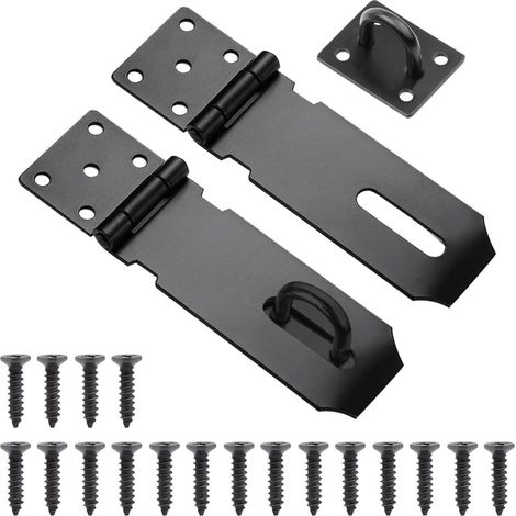 Candado con pestillo para puerta, 2 piezas de cierre exterior, cerradura de acero inoxidable de 5 pulgadas con tornillos para armario, puerta de garaje (negro)
