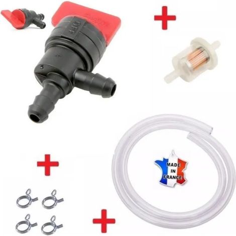 Kit essence BRIGGS ET STRATTON 494769 698181 96193gs : robinet + durite + filtre + collier tondeuse tracteur