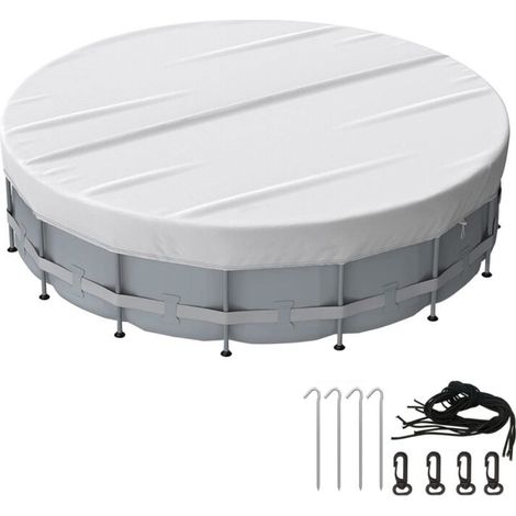 Couverture de piscine ronde, étanche à l'eau et à la poussière, avec accessoires de fixation, avec cordon de serrage, diamètre 6FT (argent) (1/4)