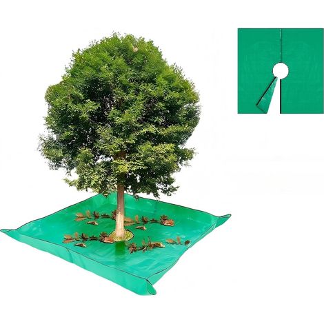 Tapis de ramassage de feuilles de 78,7 po x 78,7 po pour recueillir les déchets de jardin et d'arbustes. (1/4)