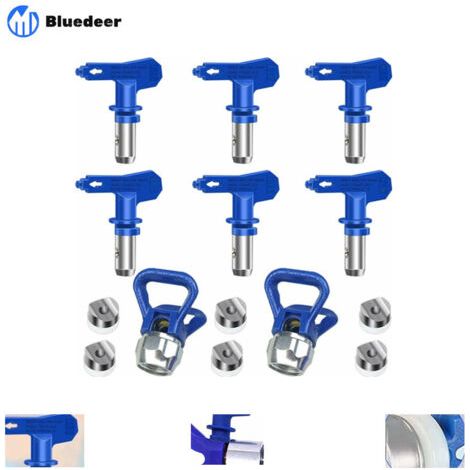 Lot de 6 buses de pulvérisation airless réversibles – Acier inoxydable haute résistance – Tailles 211, 315, 417, 515, 517, 523 – Pour peinture fine industrielle (1/5)