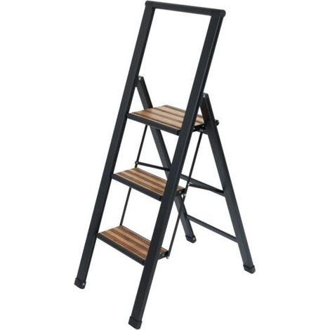 Escalera plegable de aluminio 3 peldaños negro Wenko (1/4)