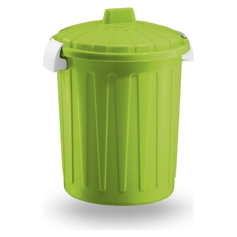 Bidone Pattumiera in Plastica con Coperchio Verde Acido 50 Litri (1/2)