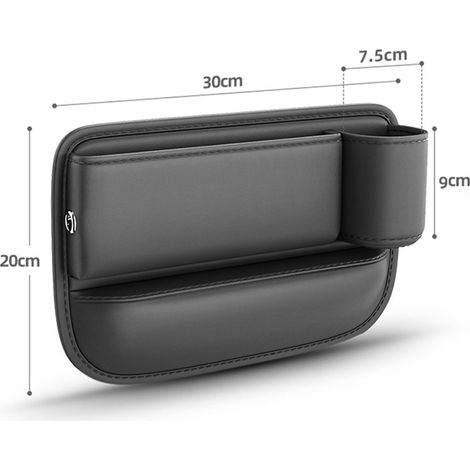 Bouchon vide-poche coffre à coutures siège auto grand volume rangement organisateur crevasse voiture pour téléphone portefeuille clés gobelet côté passager droit PU cuir (1/5)