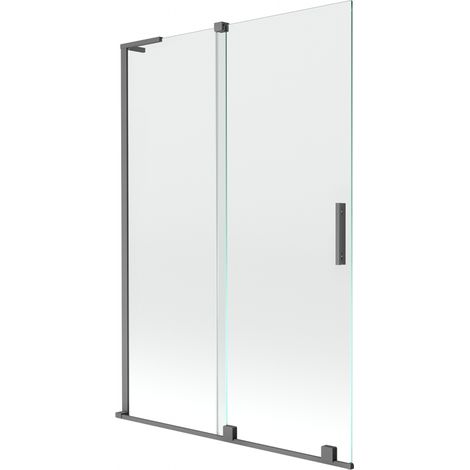 Mexen Velar L Badewannenaufsatz 2-flügelig, verschiebbar 120 x 150 cm, transparent, Gun Metal - 896-120-003-01-95 (1/2)