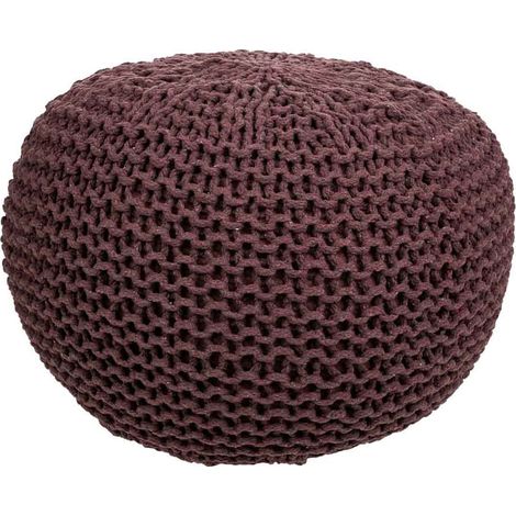Puff de algodón trenzado marrón 40x40x30