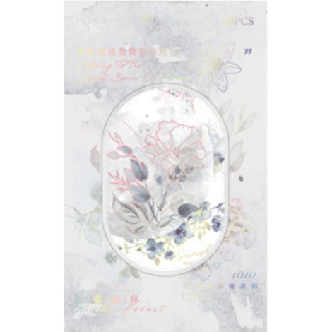 Autocollants floraux 30 pièces, adhésifs PET esthétiques aquarelle fleurs bleu gris, déco carnet journal scrapbooking cadeaux (1/5)