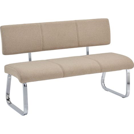 Banc design avec dossier VILAS, en tissu beige (1/4)