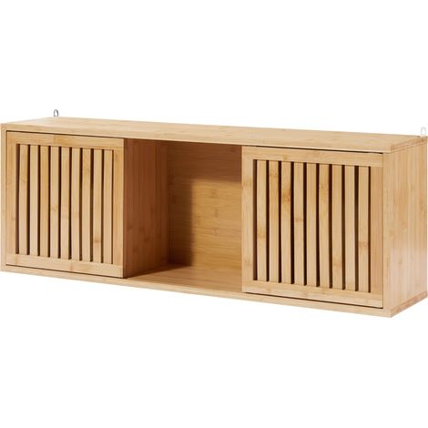 Scaffale design senza tempo soggiorno camera da letto mobile portaoggetti a parete bambù 93 x 20 x 33 cm naturale 030011302