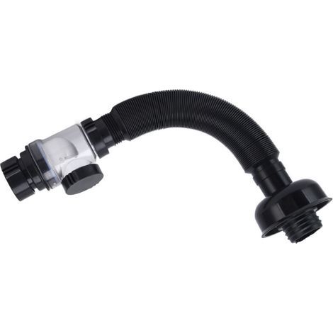 Flexible PVC Drain Hose for Kitchen and Bathroom Sink, Multi-Functional Black Wash Basin Pipe (1/2)