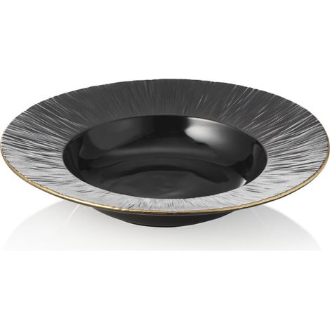 Assiette creuse Ø 23,5 cm noir bord doré MAYA KURO - Was Germany