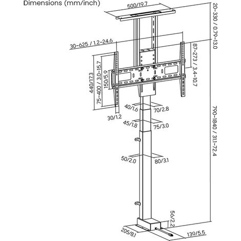 Nedis TV-STANDFUß MOT. 37-80Z 60KG (TVSM5840BK        SW)