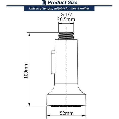 Douchette mitigeur avec bouton clic press down pro, 2 fonctions jet et mousseur, raccord 1/2, pour salle de bain et douche (1/5)
