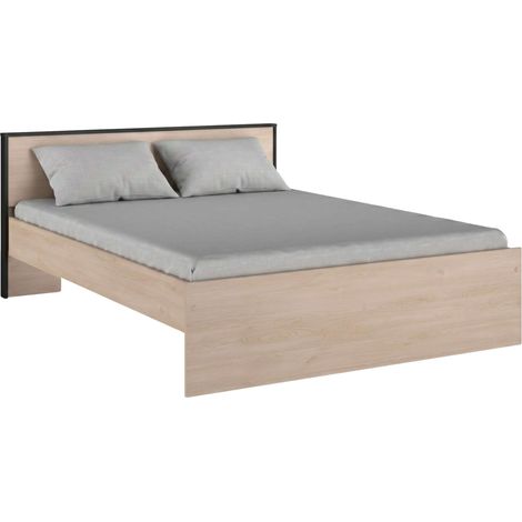Cama Matrimonio Celest 135x190 cm / 140x190 cm - Mueble de Dormitorio, Roble Brooklyn y Negro Stipple (1/5)