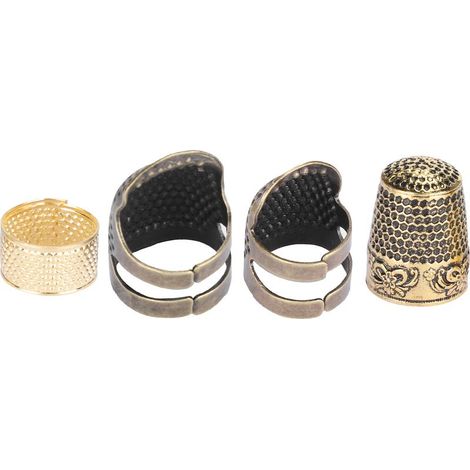 Set mit 4 Messingfingerhüten, verstellbarer Fingerschutz für Handnähte (1/5)