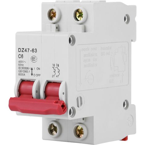 Disjoncteur miniature DZ47-63 AC400V 50Hz 6A, pouvoir de coupure 6000A (1/5)