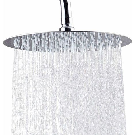 Pomme de Douche,10 Pouces Pommeau Douche Rond en Acier Inoxydable 304,25 cm Ultra-Mince Haute Pression jet pluie Tête de Douche Douchette à Anti-calcaire,Chromé (1/5)