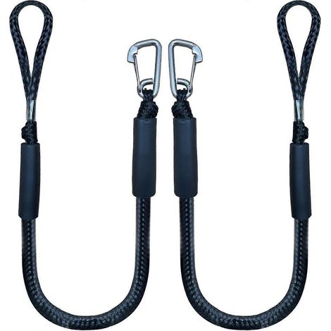 Corde d'amarrage élastique avec crochet, noire, pour bateau, 1,2 m (lot de 2), noire (1/5)