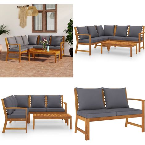 Salon de jardin 4 pcs avec coussin Bois d'acacia solide - Salon De Jardin - Meubles De Jardin - Mobilier De Jardin - Set De Salon De Jardin - Table Basse - Home & Living (1/5)