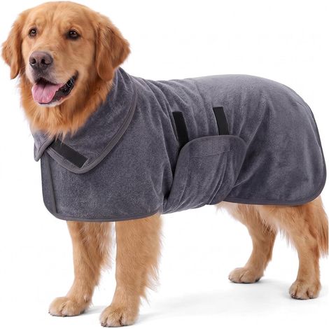 Dog Bathrobe, Super Absorbent Dog Bathrobe, Adjustable Bathrobe, Ultra Soft Towel, for Shower, Swimming, Bath, Bathing and Rainy Days L (1/5)