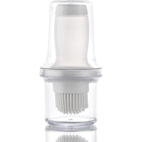 Bottiglia portatile in silicone per olio da barbecue con pennello e tappo, pennello per olio per cuocere, grigliare e decorare dolci, utensili da cucina (grigio) (1/5)