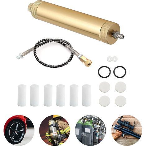 Filtre à compresseur d'air, filtre à eau et séparateur d'huile avec tuyau haute pression, pompe à filtre à air PCP, filtre à air haute pression avec raccord rapide, régulateur huile-eau de plongée (1/4)