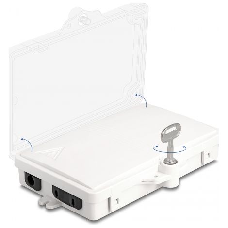 Delock Caja de distribuciÃ³n de fibra Ã³ptica para interiores y exteriores IP65 impermeable con cerradura de 2 puertos blanca