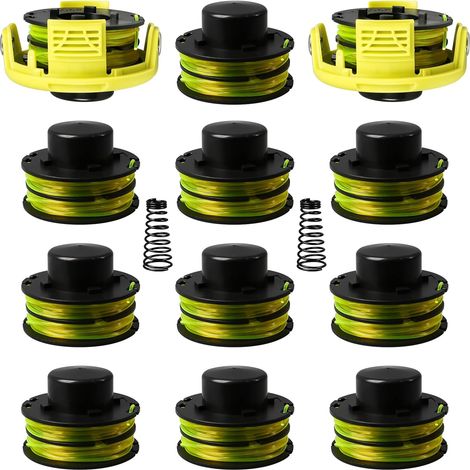 12 - Bobine De Fil - Débroussailleuse - Compatible Ryobi RAC118 RLT3525S - Fil Nylon 1,2mm X 8,4m Avec Couvercle Et Ressort - Pour Jardinage - Noir - 1,2mm X 8,4m