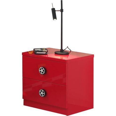 Table de chevet Monza avec deux tiroirs - rouge (1/3)