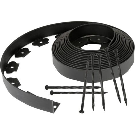 Bordure de pelouse Flexible en Plastique avec 30 piquets d'ancrage pour l'ancrage - Longueur : 10 m - Hauteur : 5 cm - Flexible - Bordure de Parterre Ronde