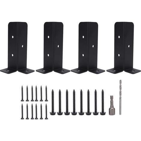 Support D'ancrage De Poteau - Métal Galvanisé 2 mm - Pour Terrasse Clôture Porche Balustrade - 4 Pièces (1/5)