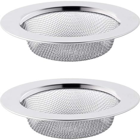 Lot de 2 filtres de vidange en acier inoxydable - Filtre à cheveux de salle de bain - Filtre à eaux usées - Filtre de cuisine en acier inoxydable (7,7 cm) (1/4)