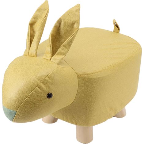 Tabouret en bois jaune en forme d'animal de dessin animé, idéal pour la chambre d'enfant, le salon ou la cour. Parfait pour la salle de jeux ou le jardin. (1/5)