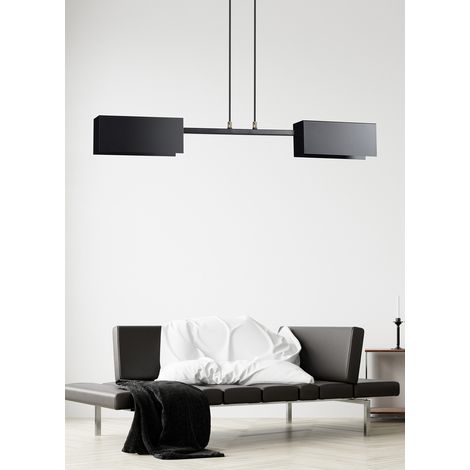 Lampadario Minimal Yuhuang Acciaio Nero 2 Luci E27 Ip20 (1/5)