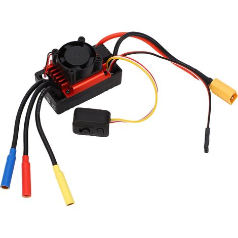 ESC sans balais pour moteur de voiture 1/10 RC, contrôleur de vitesse électrique 2-3S 60A avec ventilateur de refroidissement (1/5)
