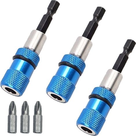 3 Pcs Porte Embout Magnétique,1/4" 66mm Hex Tige Porte-Embout de Tournevis Magnétique Porte,Porte Embout Magnetique Visseuse Aimanté comprend 3 x PH2 Embouts Visseuse a Placo. (1/5)