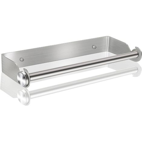 Porte Rouleau de Cuisine sans perçage, Porte Sopalin de Cuisine Mural, Porte Essuie Tout de Papier en Acier Inoxydable, Distributeur de Rouleau, Support Essuie Tout(Argent) (1/5)