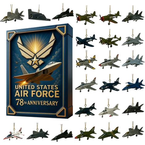 Calendrier De L'Avent Avion De Noël 24 Jours, Acrylique 2D Breloque sac à main commémoratif 78e anniversaire Armée de l'Air Organisateurs De Fêtes Décor Maison Collectionneurs Pour (1/5)
