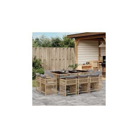 Ensemble à manger de jardin et coussins 11 pcs mélange beige (1/5)