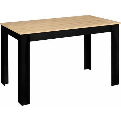 Idmarket – Table à manger rectangle 4 personnes – Plateau noir façon hêtre 110 cm – Design contemporain – Structure en panneaux de particules